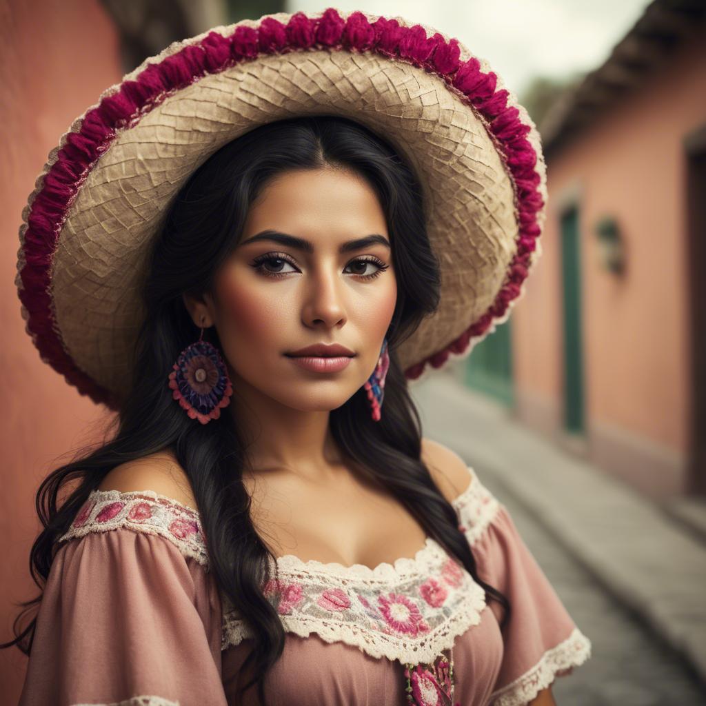 A stunning image of mexican woman in romantic tones.