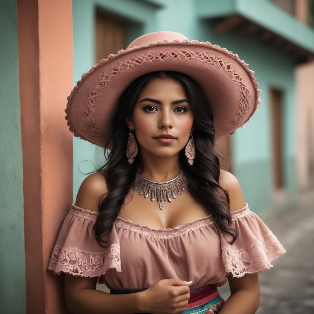A stunning image of mexican woman in romantic tones.
