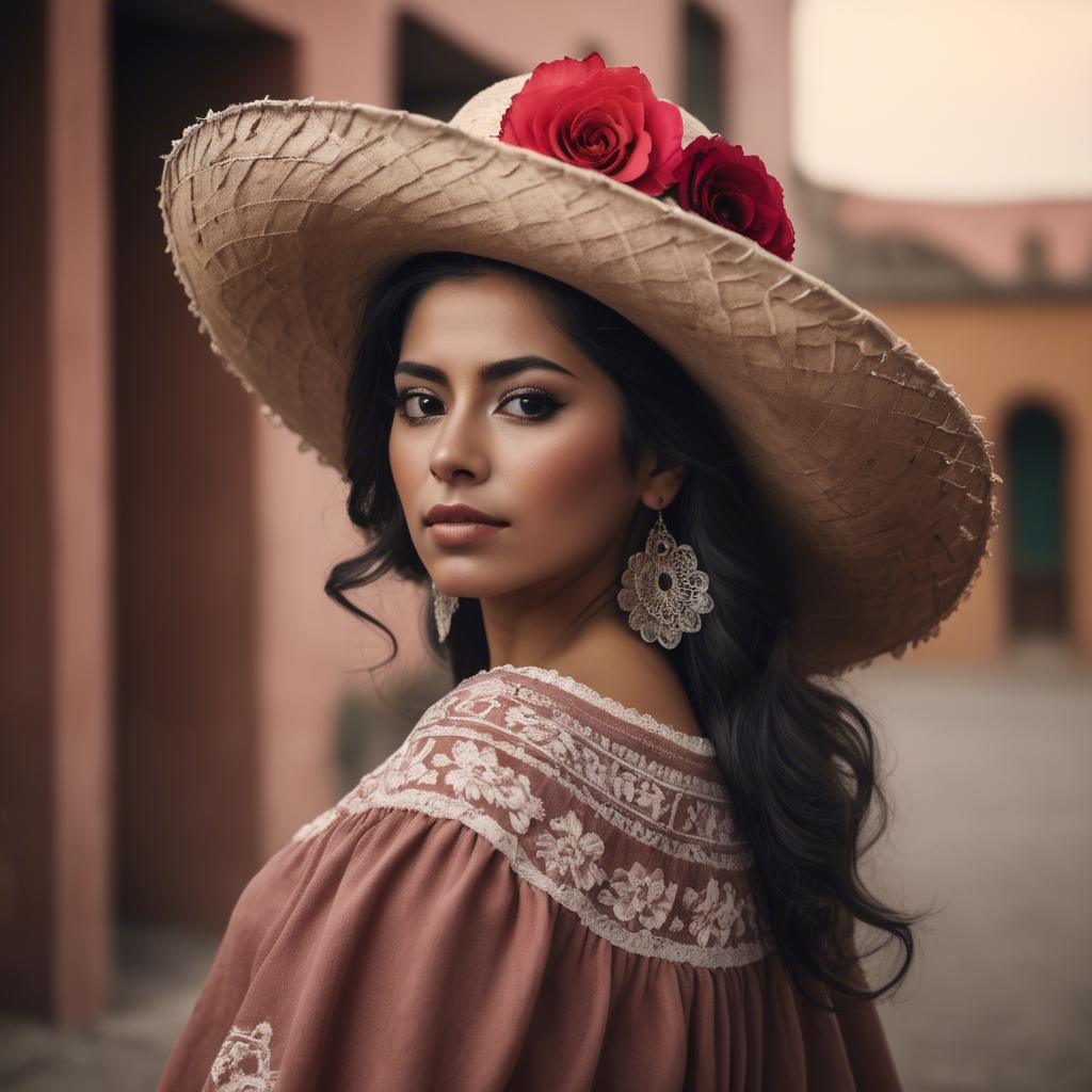 A stunning image of mexican woman in romantic tones.