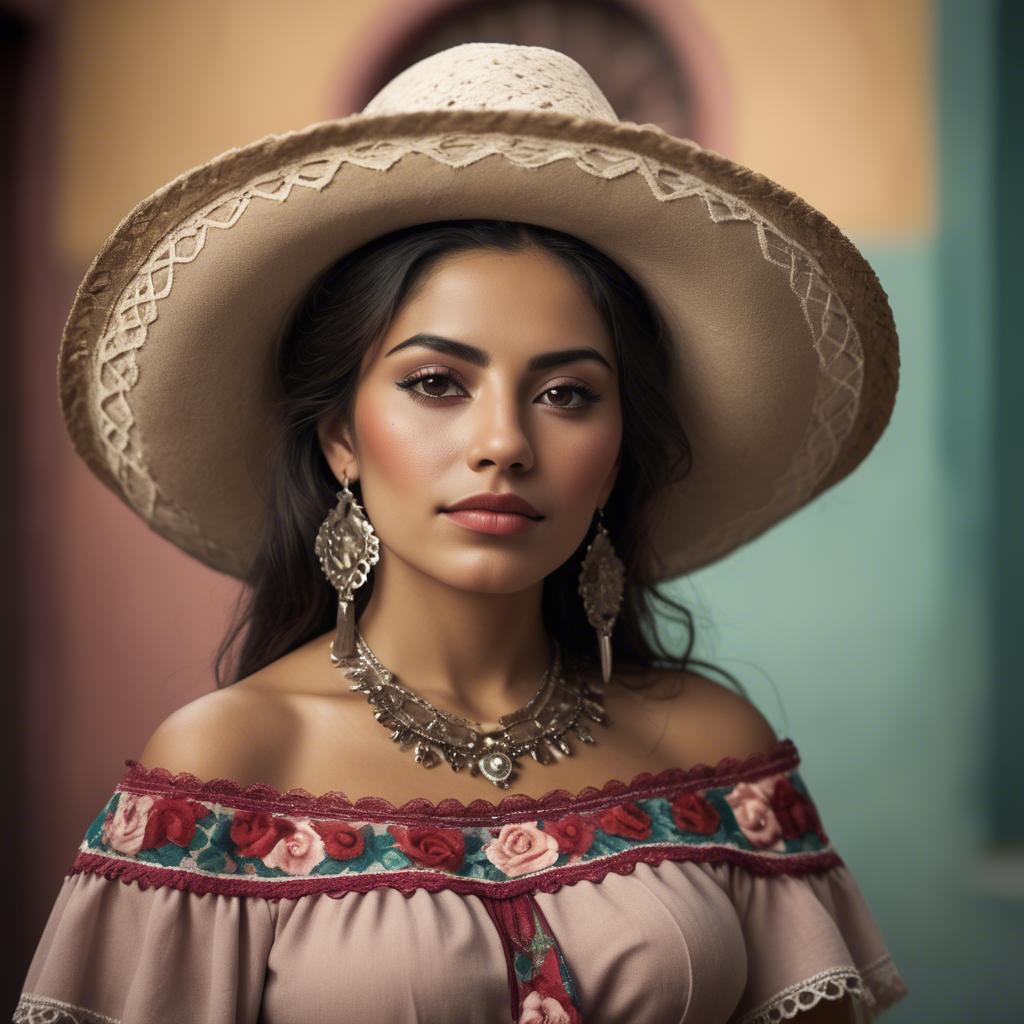 A stunning image of mexican woman in romantic tones.