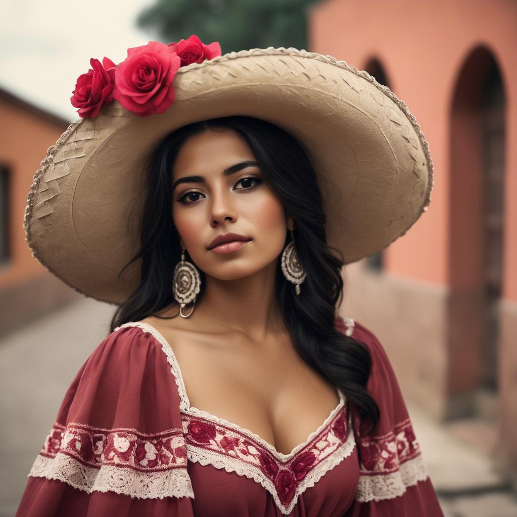 A stunning image of mexican woman in romantic tones.