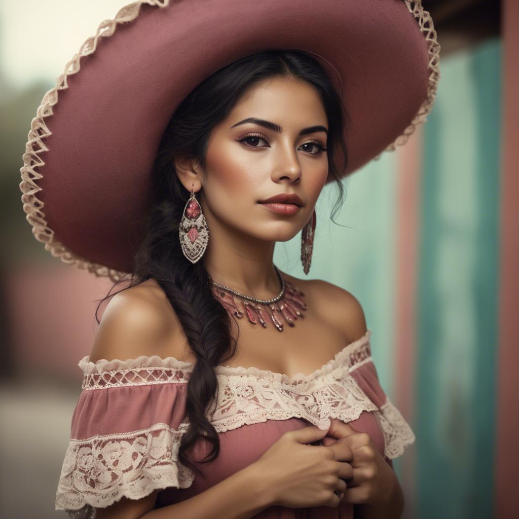 A stunning image of mexican woman in romantic tones.