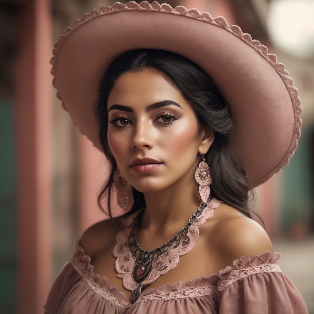 A stunning image of mexican woman in romantic tones.