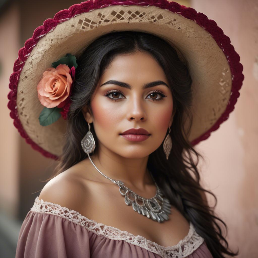 A stunning image of mexican woman in romantic tones.