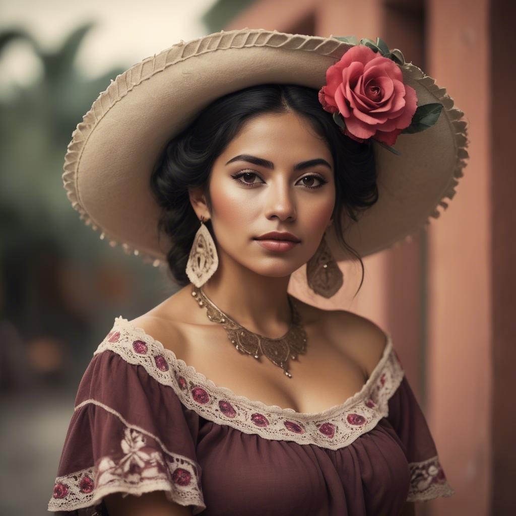 A stunning image of mexican woman in romantic tones.