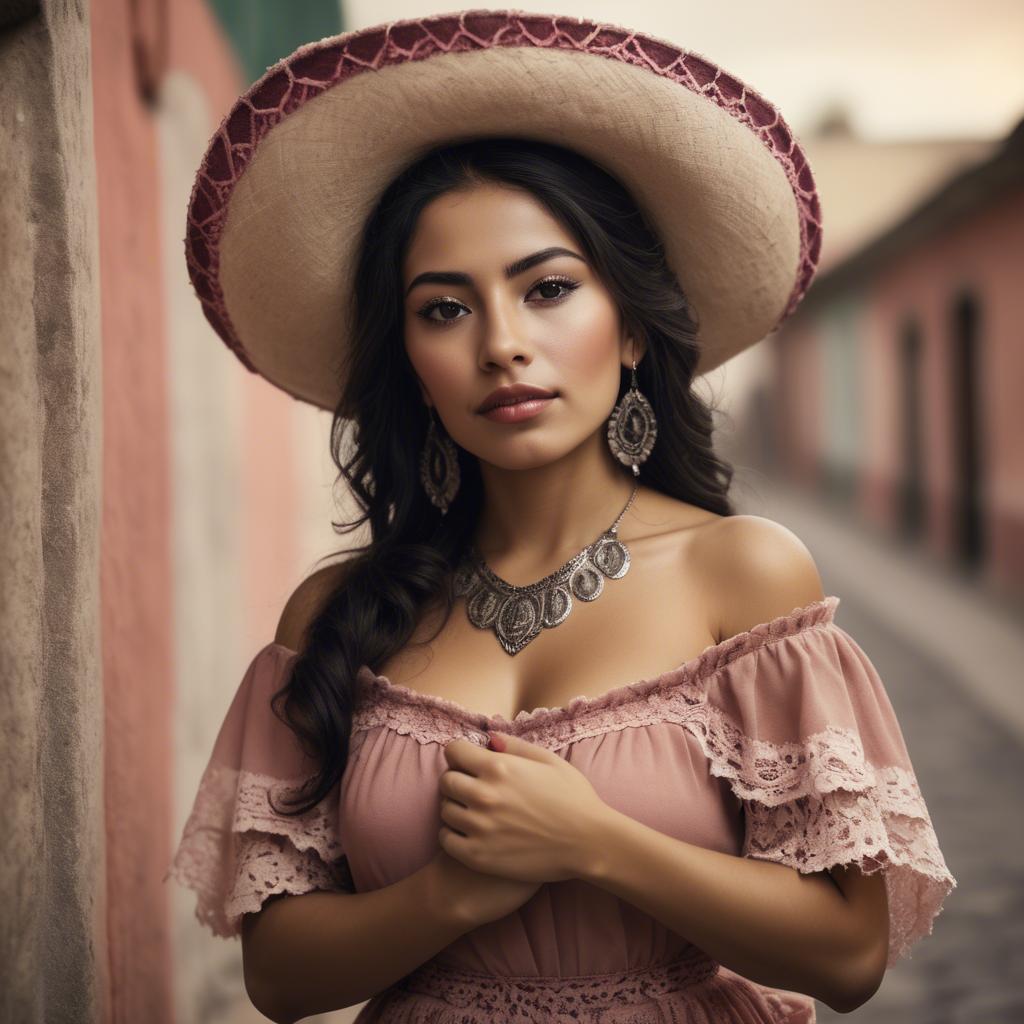 A stunning image of mexican woman in romantic tones.