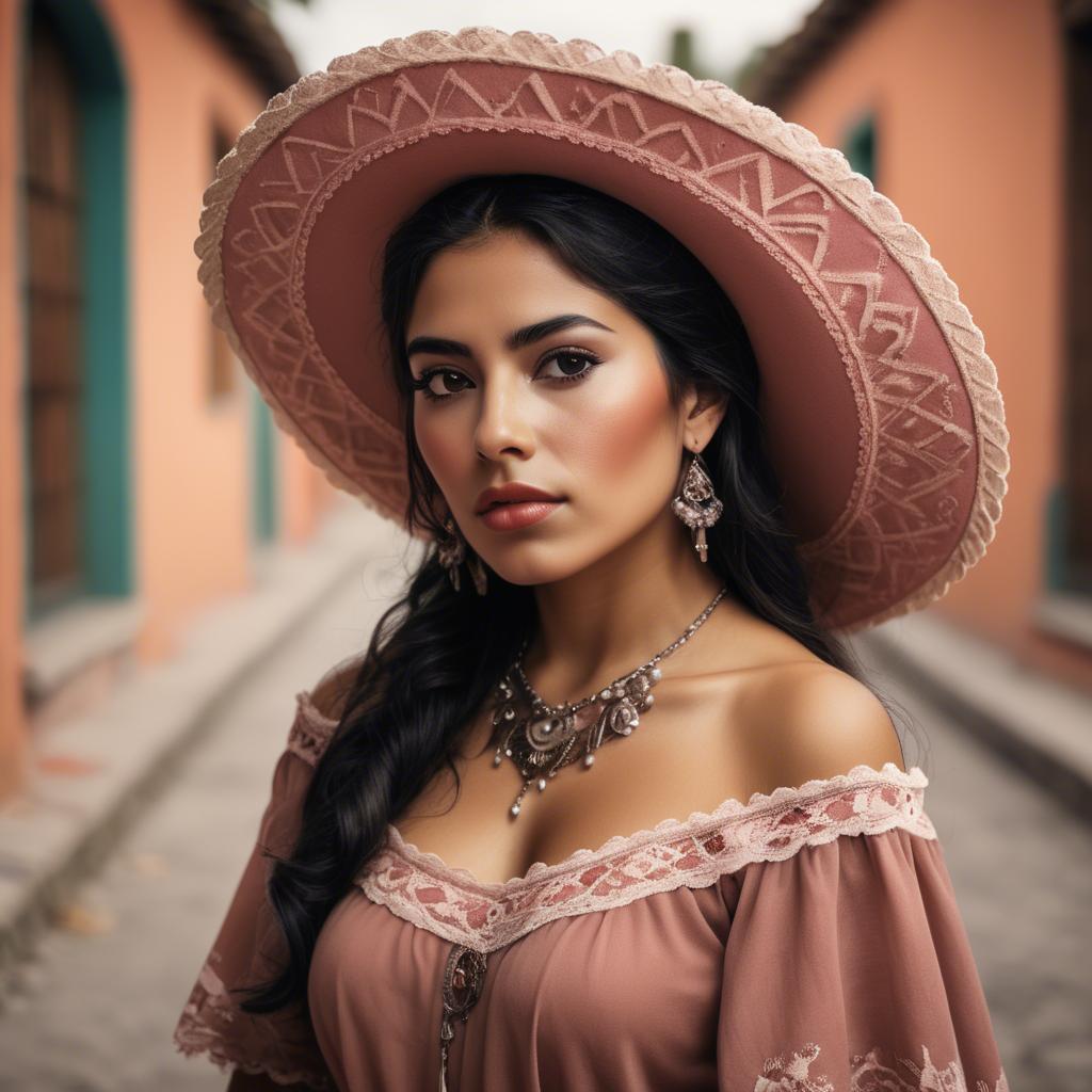 A stunning image of mexican woman in romantic tones.