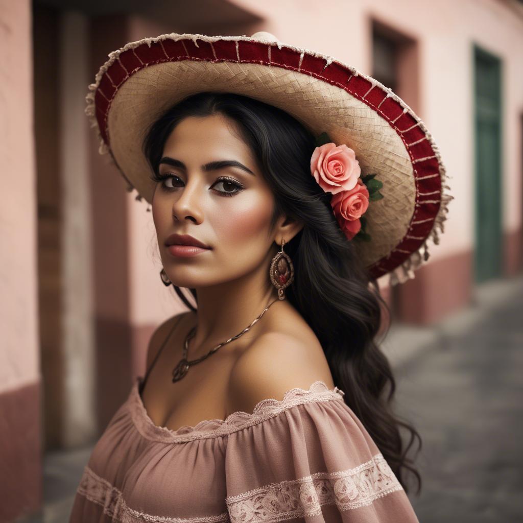 A stunning image of mexican woman in romantic tones.