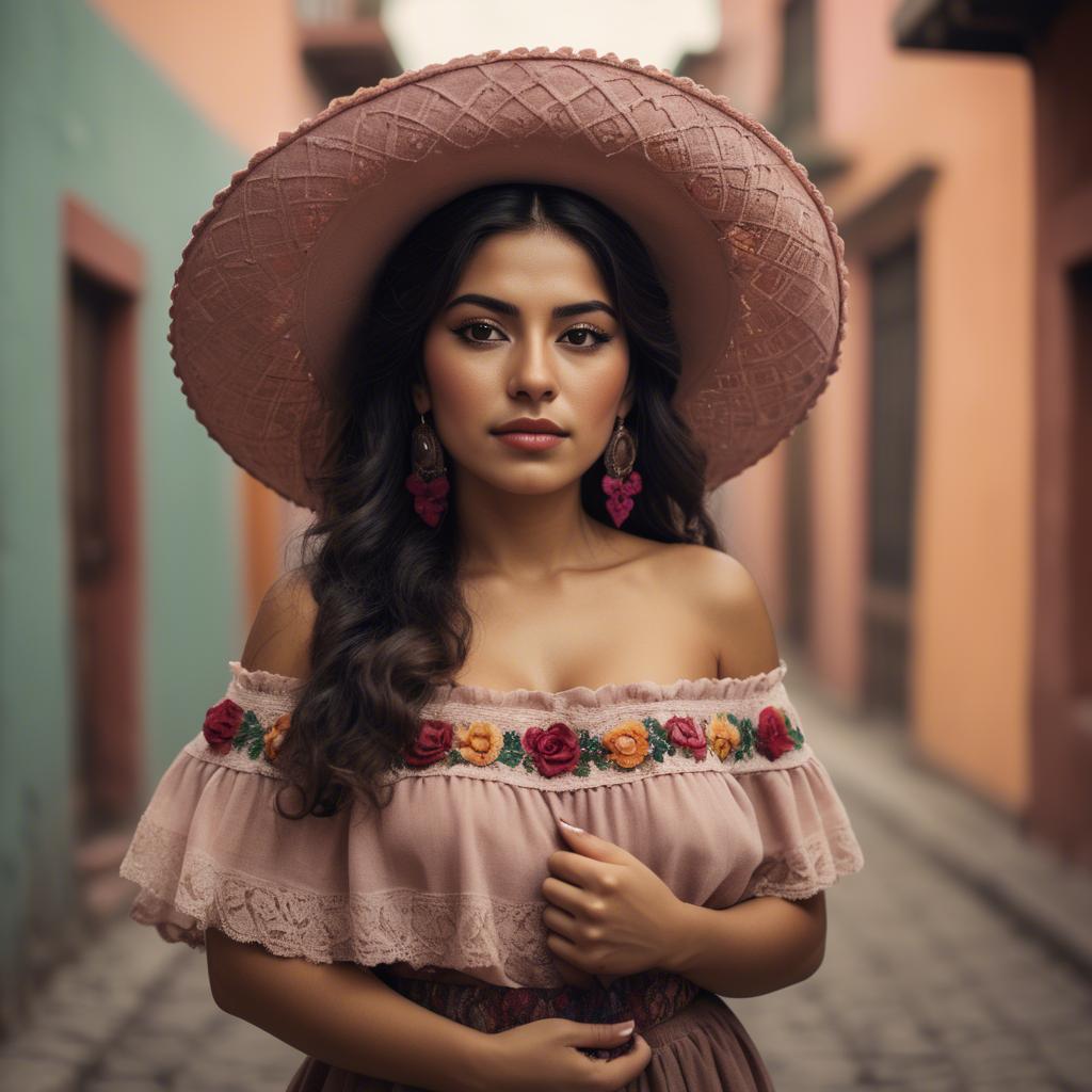 A stunning image of mexican woman in romantic tones.