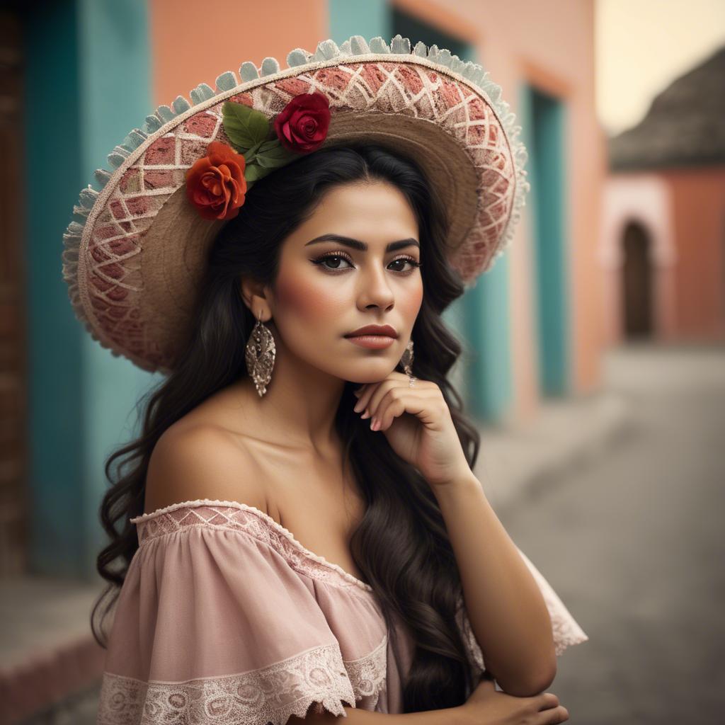 A stunning image of mexican woman in romantic tones.
