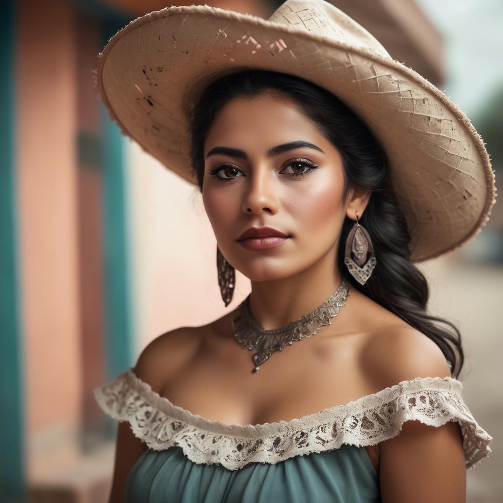 A stunning image of mexican woman in romantic tones.