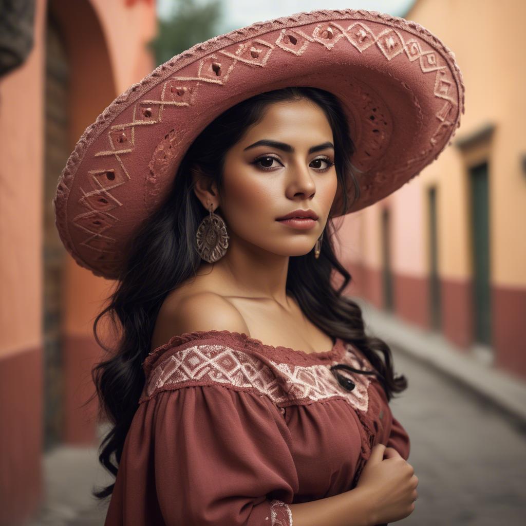 A stunning image of mexican woman in romantic tones.