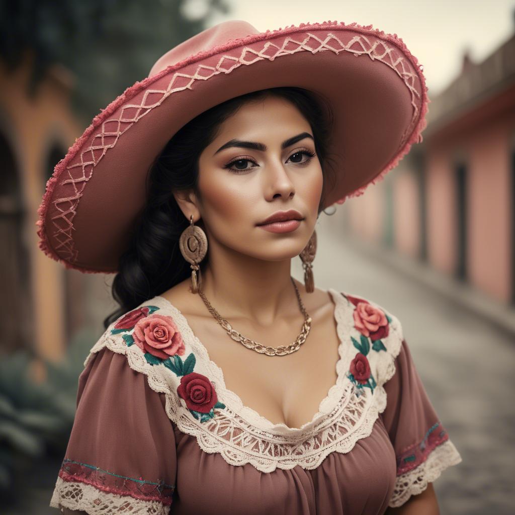 A stunning image of mexican woman in romantic tones.