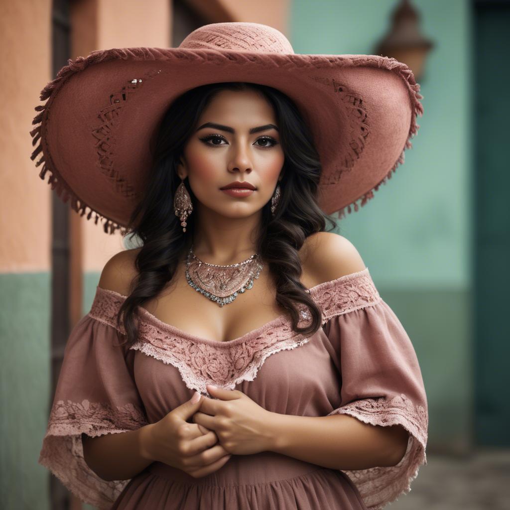 A stunning image of mexican woman in romantic tones.