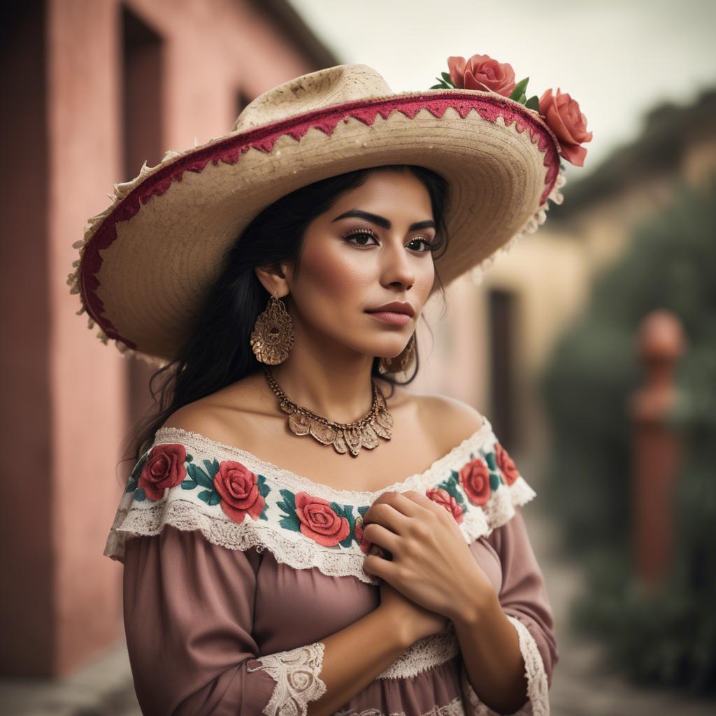 A stunning image of mexican woman in romantic tones.