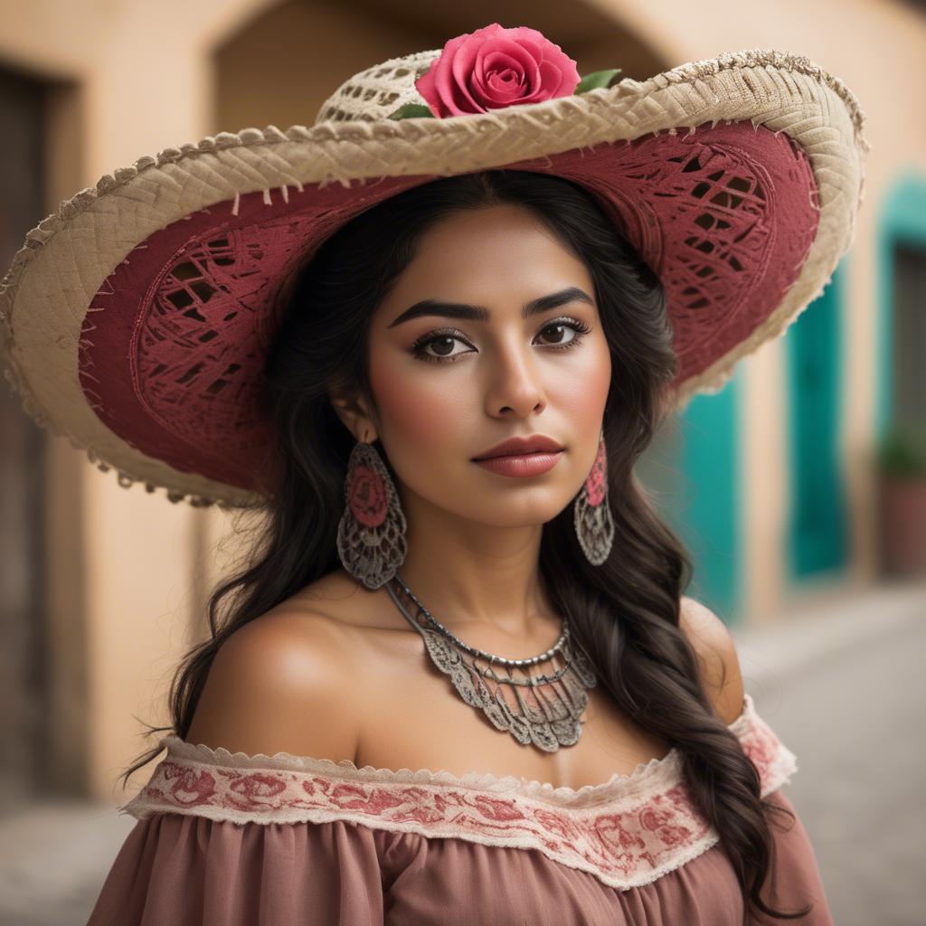 A stunning image of mexican woman in romantic tones.