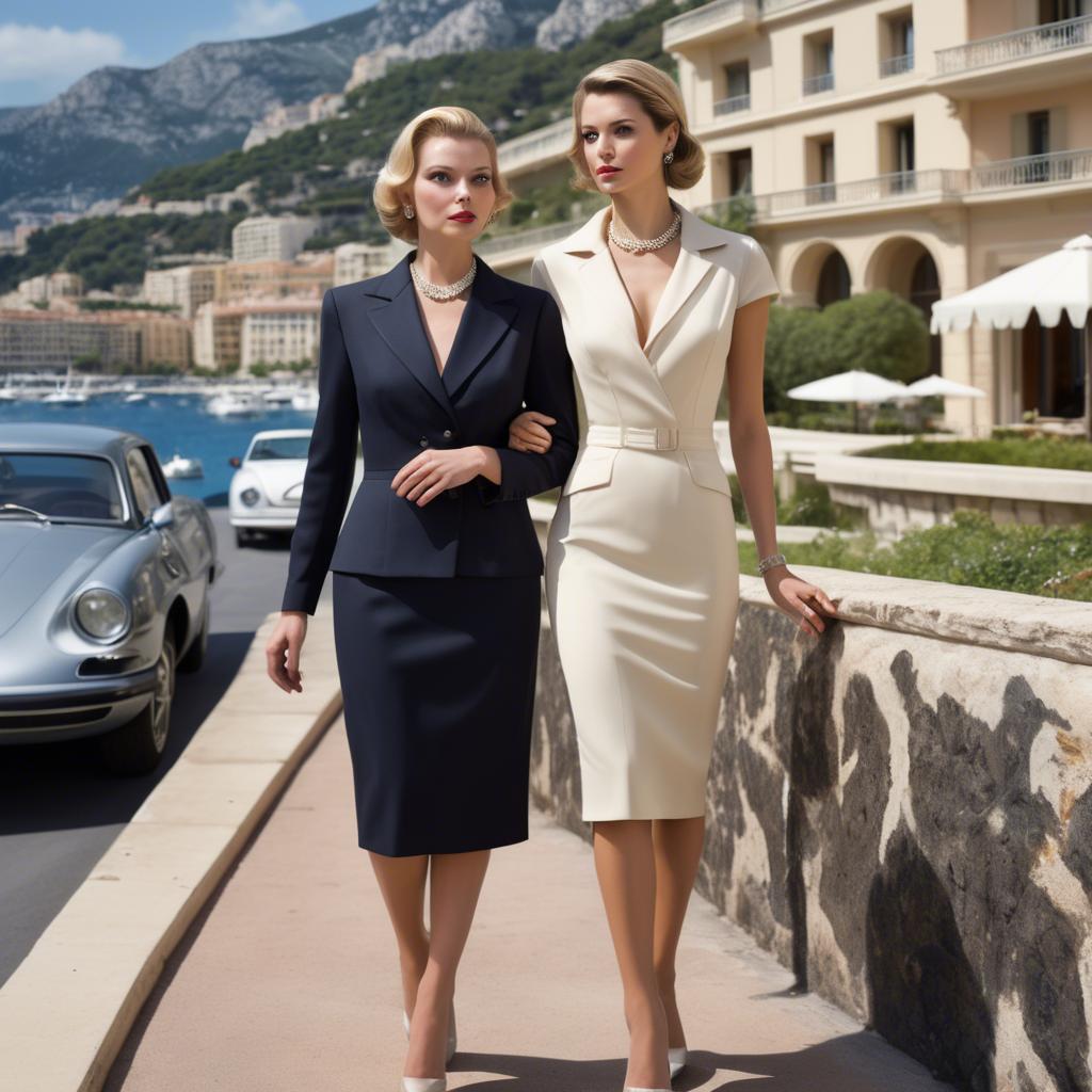 A stunning image of monã©gasque glamour in a tailored designer dress recalling monte carloâ€™s upscale ambiance.