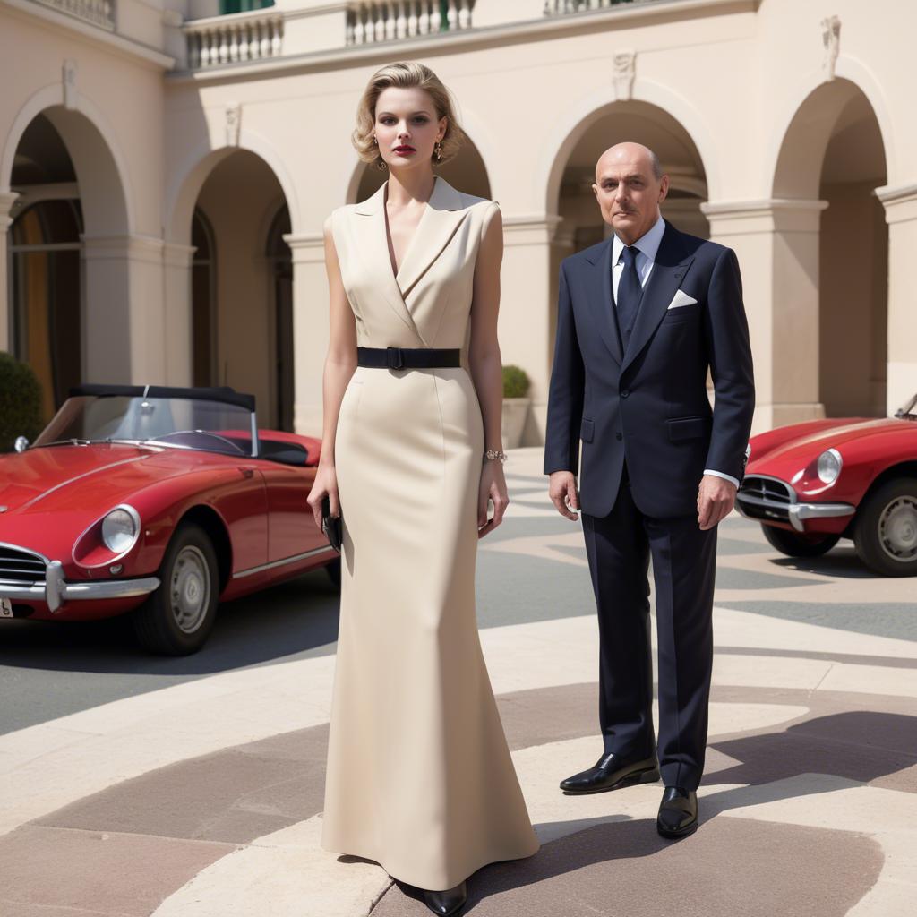 A stunning image of monã©gasque glamour in a tailored designer dress recalling monte carloâ€™s upscale ambiance.