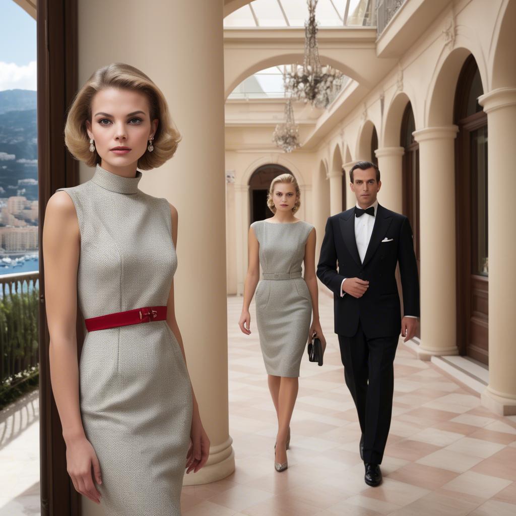 A stunning image of monã©gasque glamour in a tailored designer dress recalling monte carloâ€™s upscale ambiance.