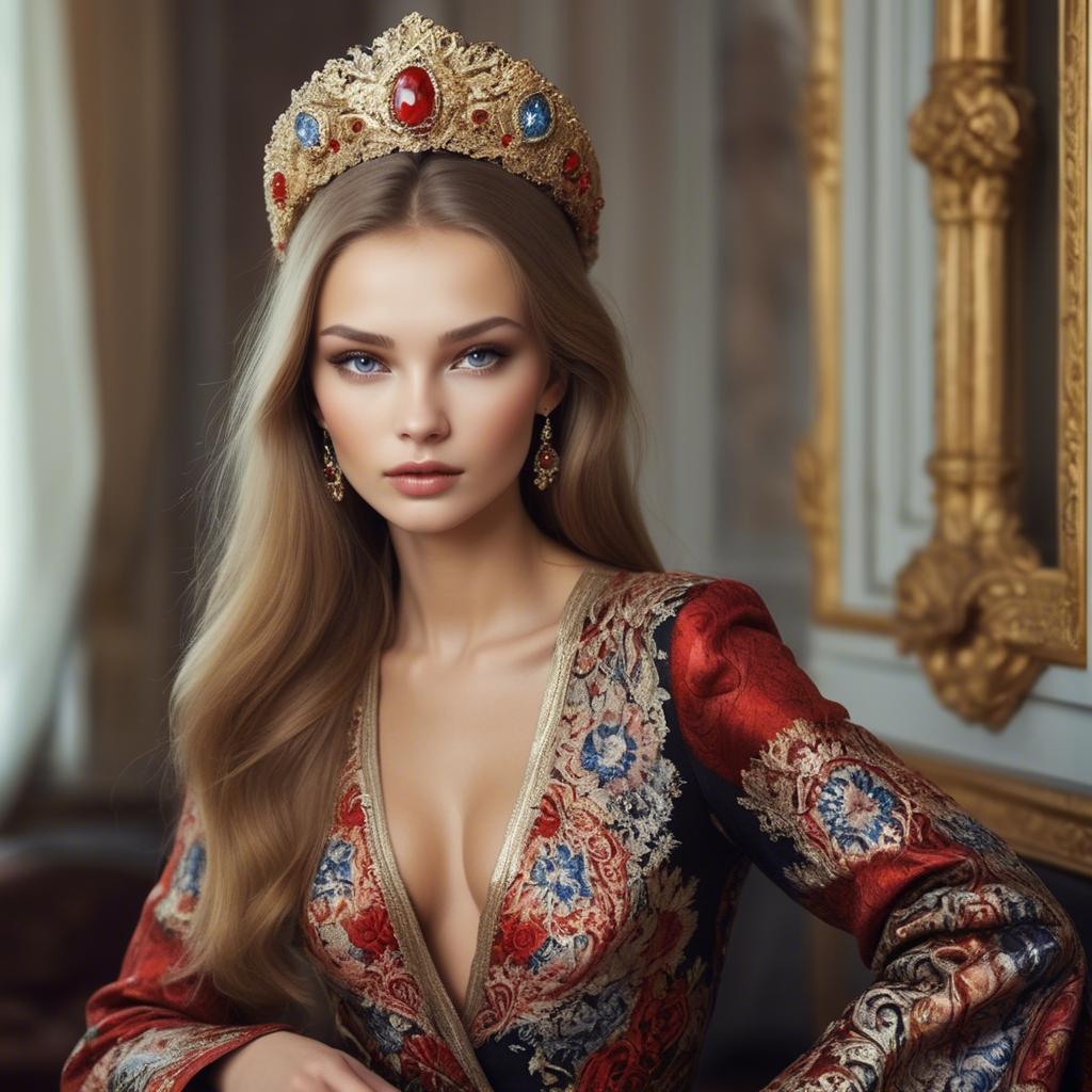 A stunning image of russian beauty in luxurious fabrics.