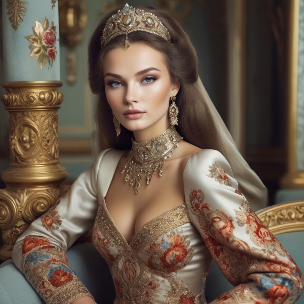 A stunning image of russian beauty in luxurious fabrics.