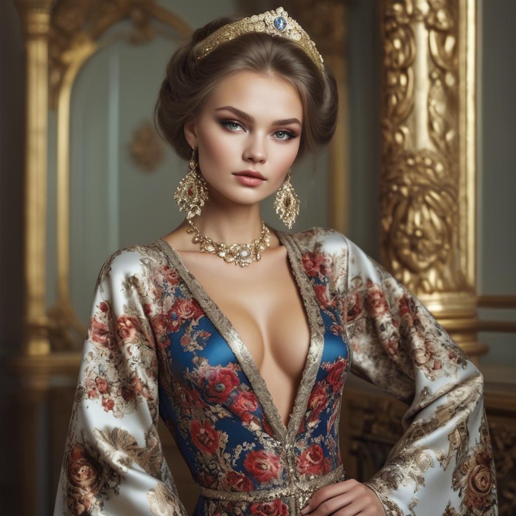 A stunning image of russian beauty in luxurious fabrics.