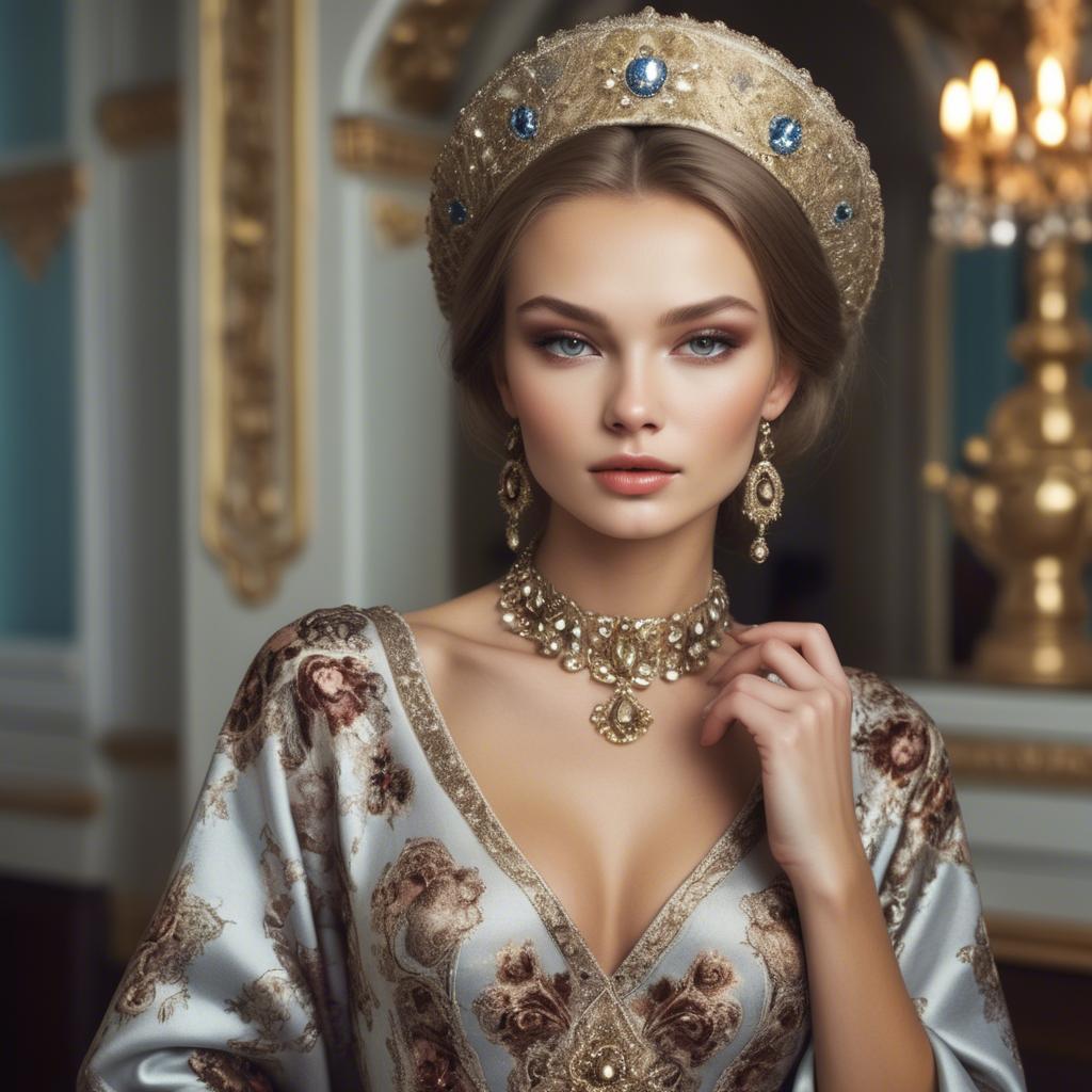 A stunning image of russian beauty in luxurious fabrics.