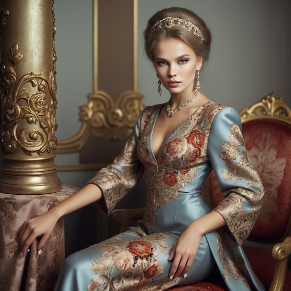 A stunning image of russian beauty in luxurious fabrics.