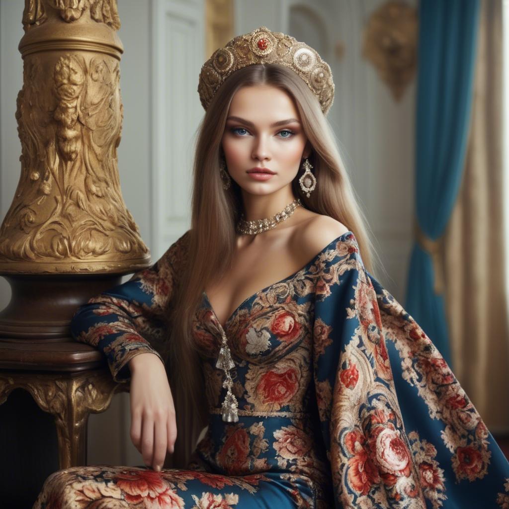 A stunning image of russian beauty in luxurious fabrics.