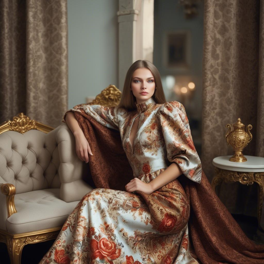 A stunning image of russian beauty in luxurious fabrics.