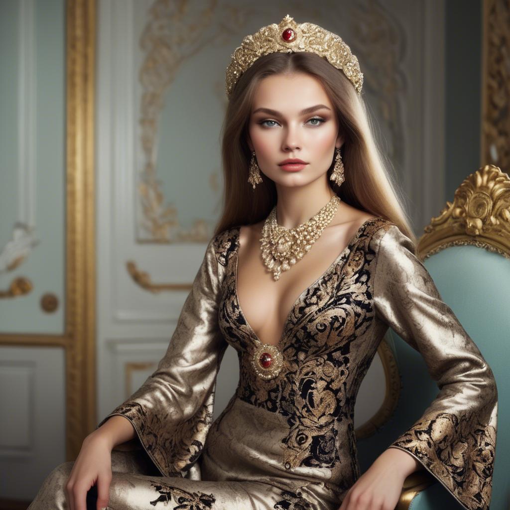 A stunning image of russian beauty in luxurious fabrics.