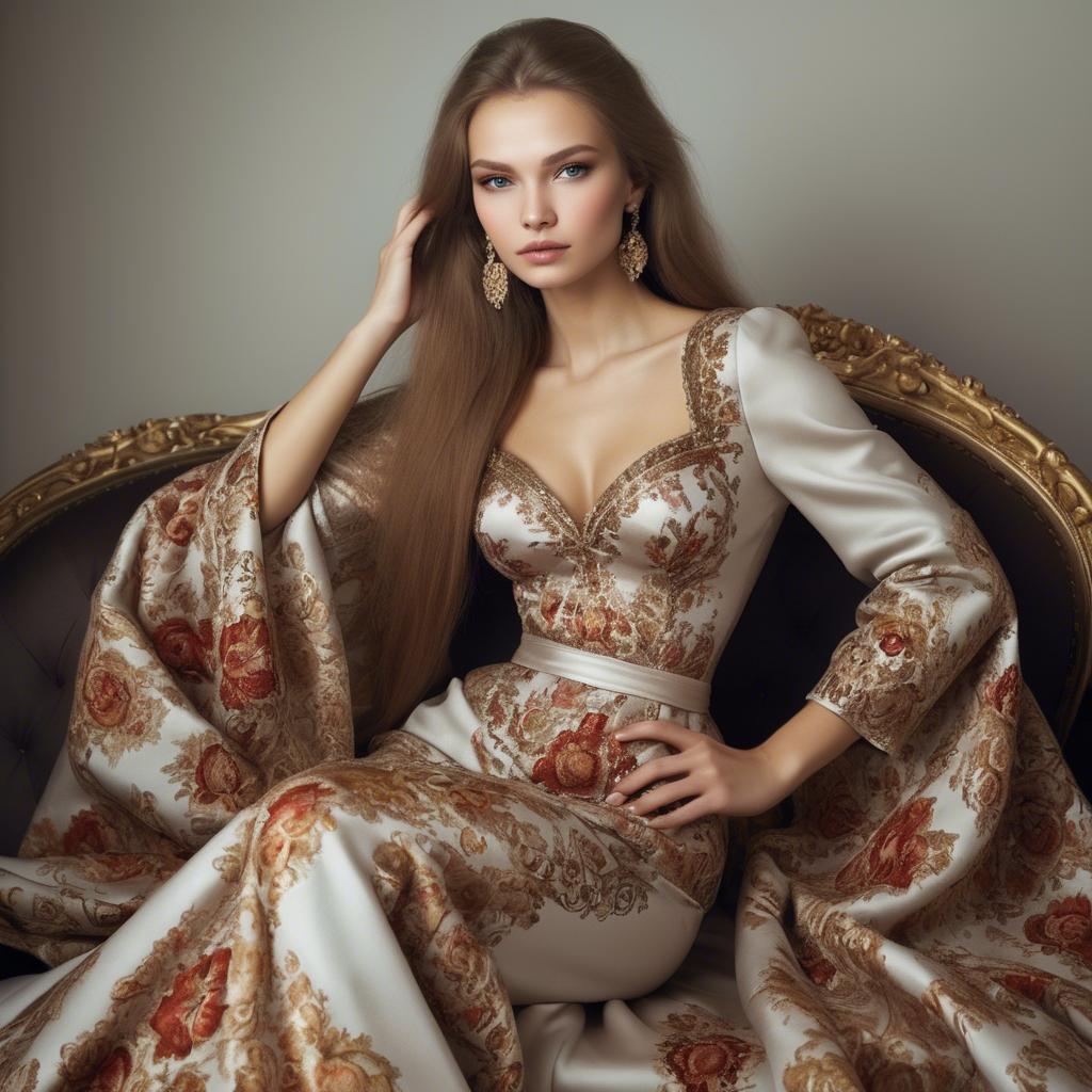 A stunning image of russian beauty in luxurious fabrics.