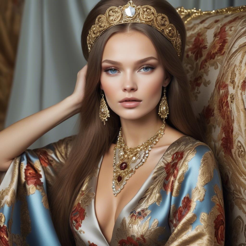 A stunning image of russian beauty in luxurious fabrics.