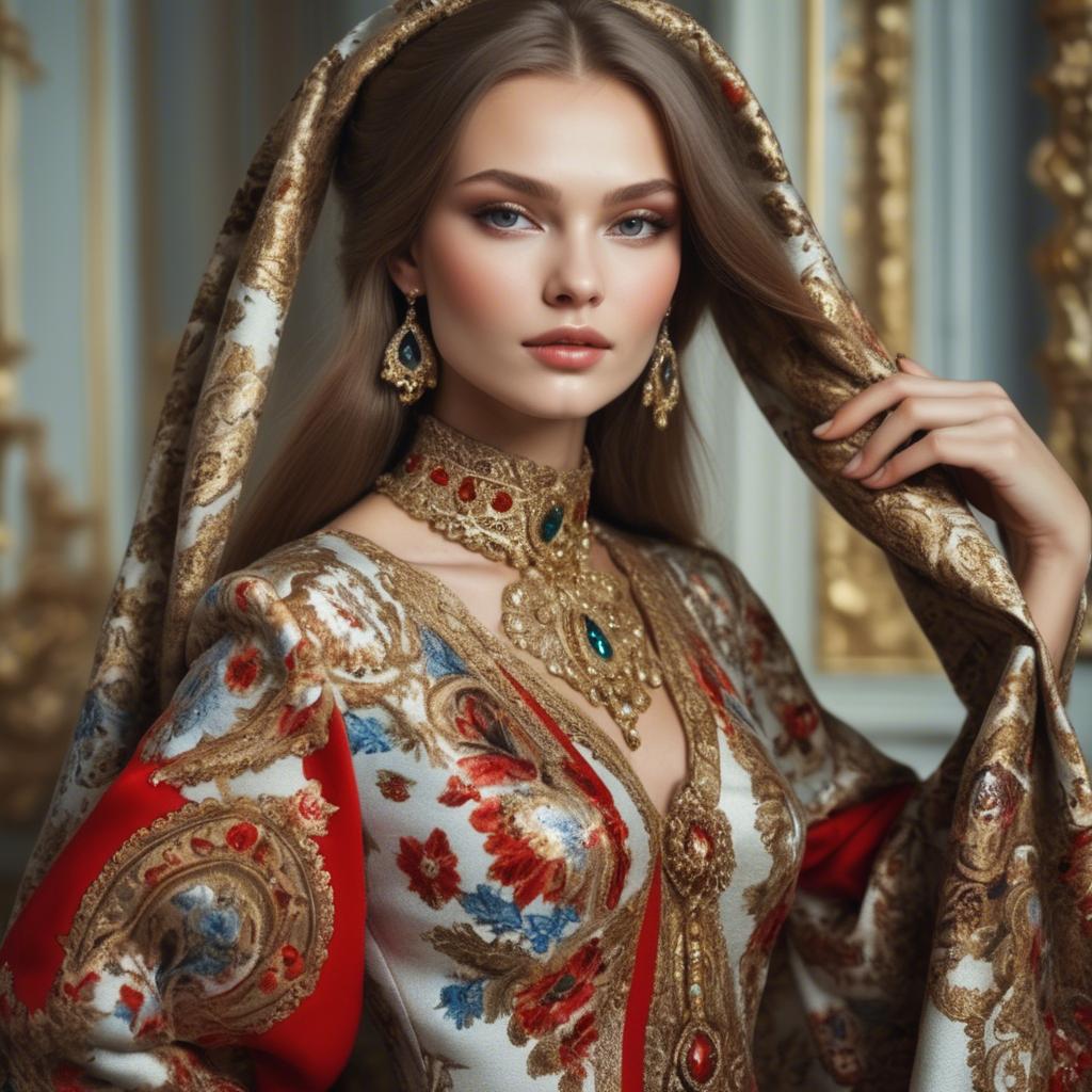 A stunning image of russian beauty in luxurious fabrics.