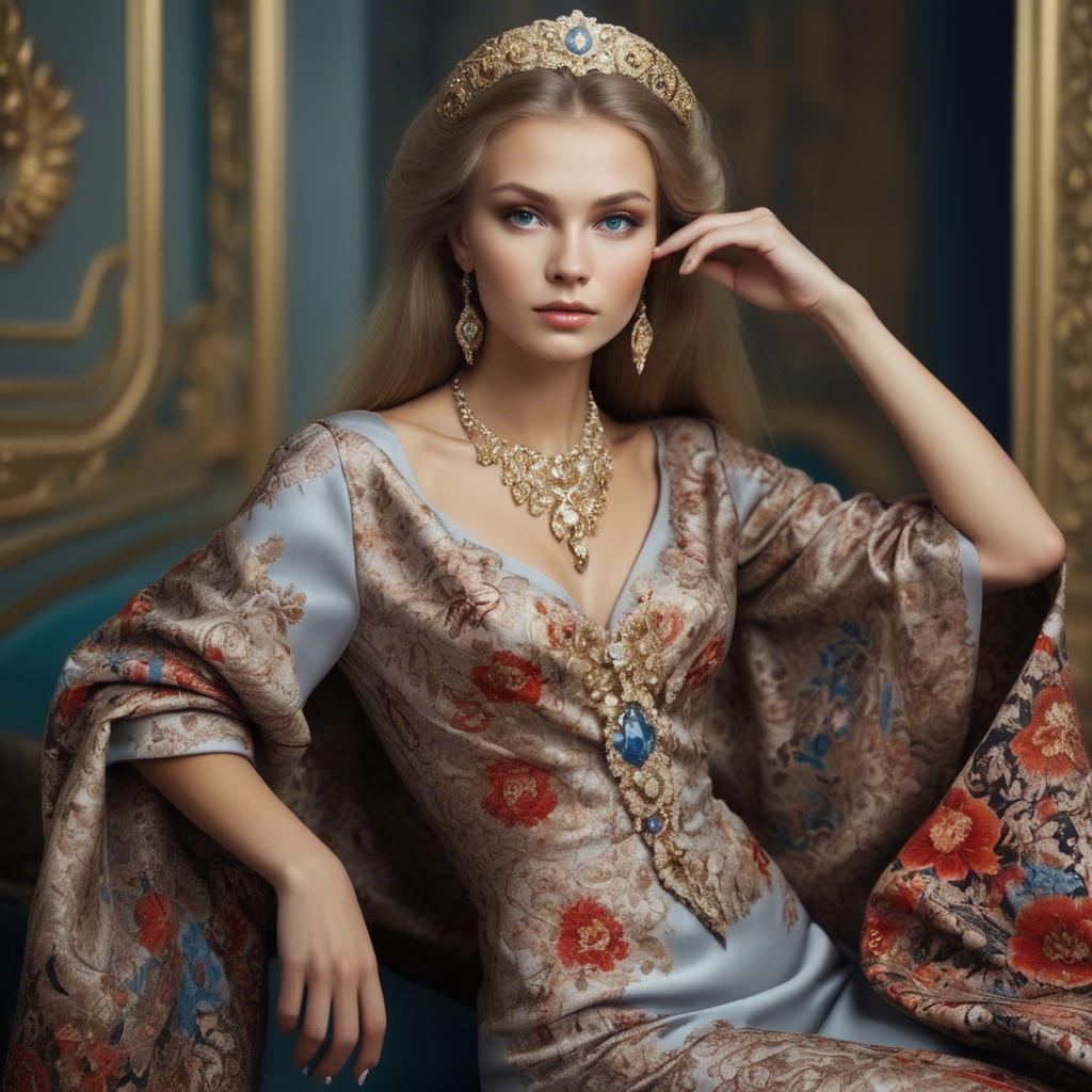 A stunning image of russian beauty in luxurious fabrics.