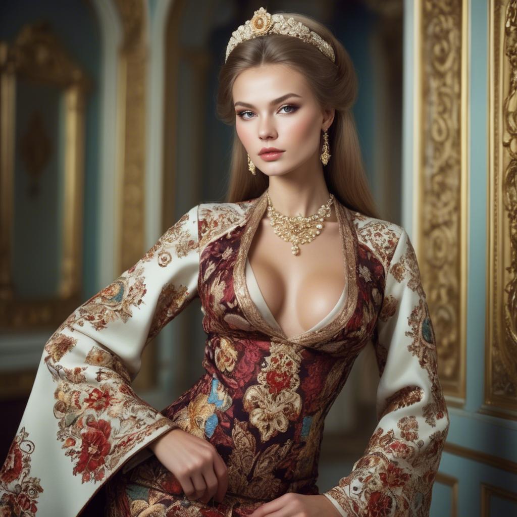 A stunning image of russian beauty in luxurious fabrics.