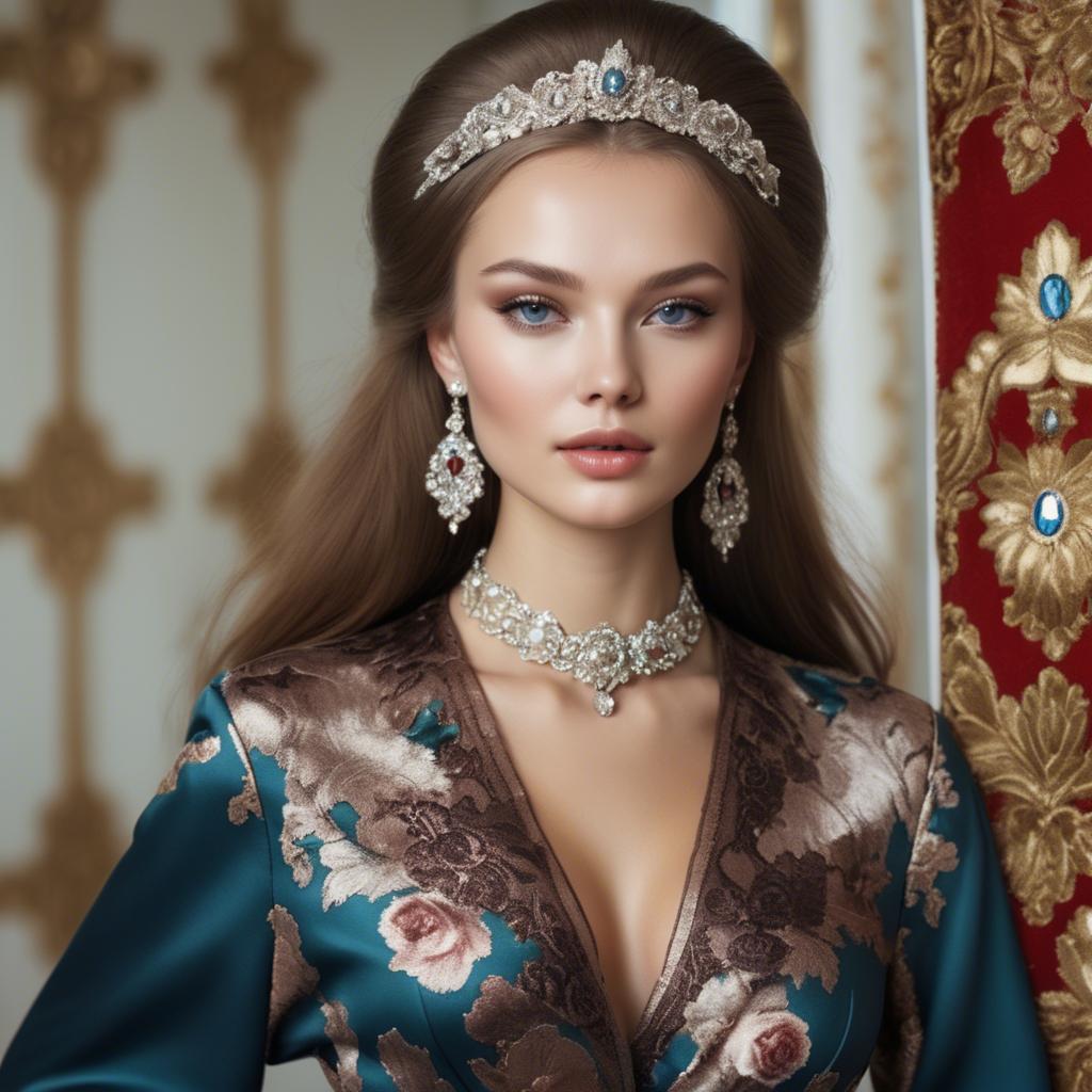 A stunning image of russian beauty in luxurious fabrics.