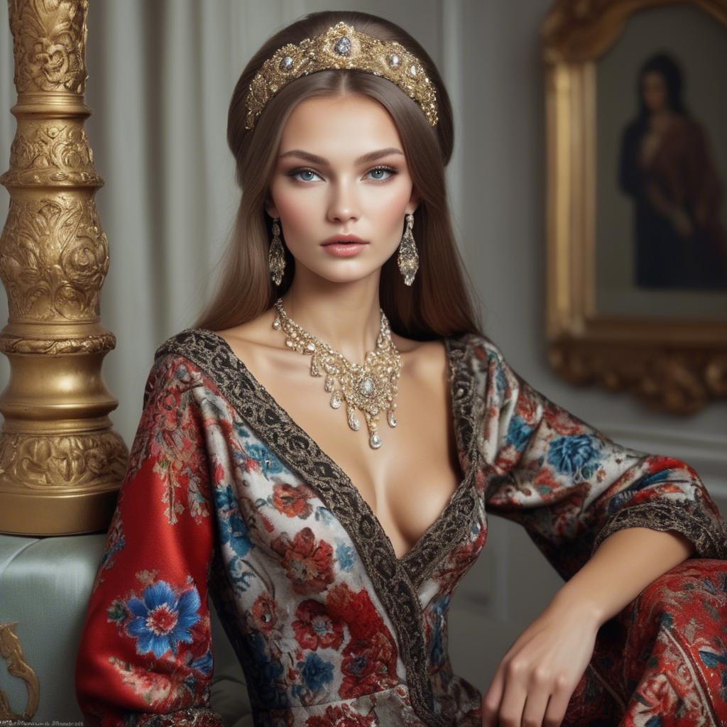 A stunning image of russian beauty in luxurious fabrics.