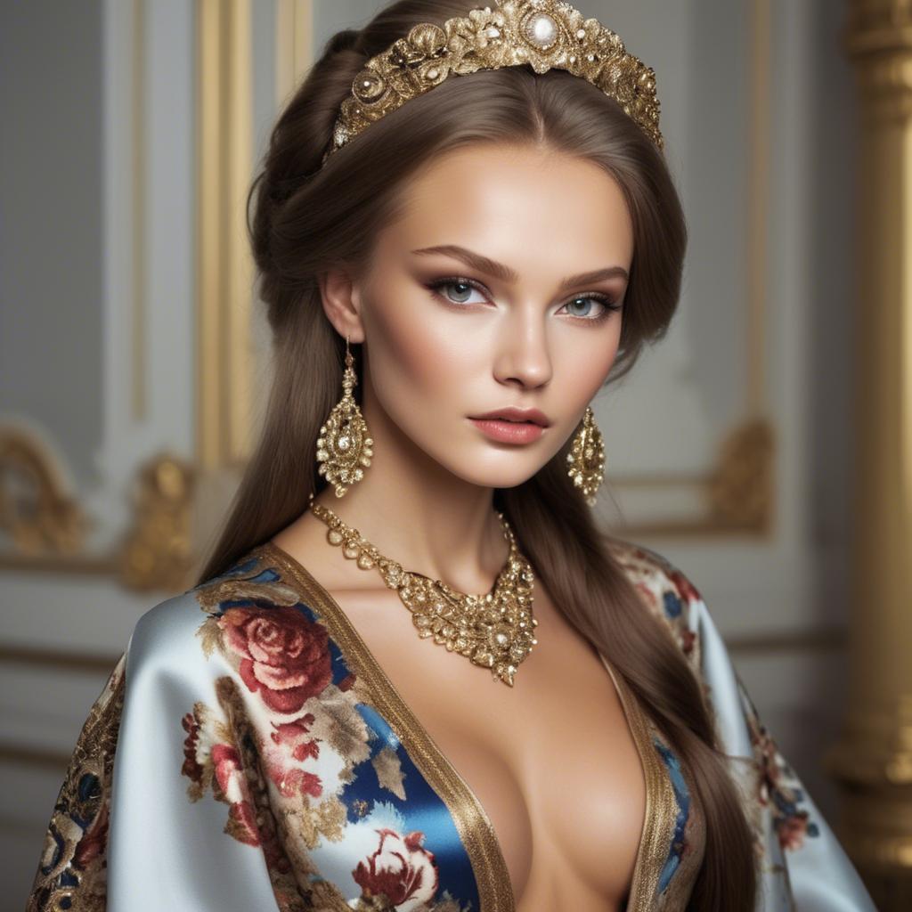 A stunning image of russian beauty in luxurious fabrics.