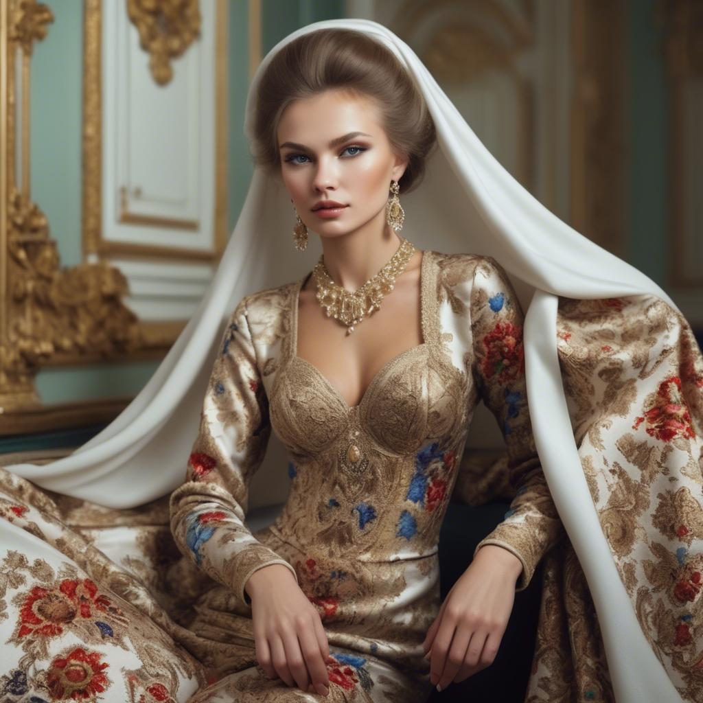A stunning image of russian beauty in luxurious fabrics.