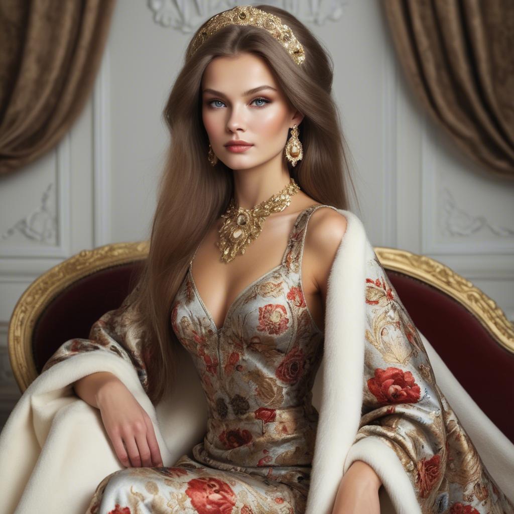 A stunning image of russian beauty in luxurious fabrics.