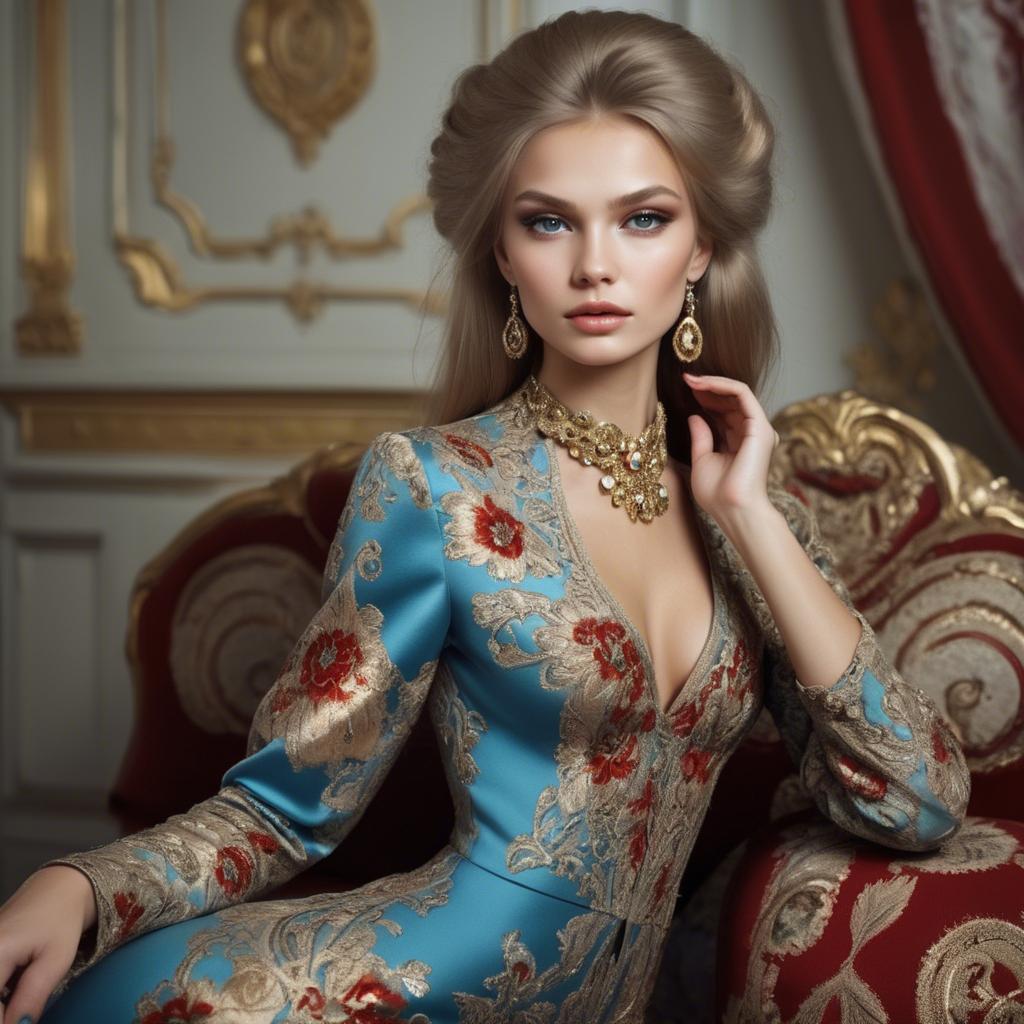 A stunning image of russian beauty in luxurious fabrics.
