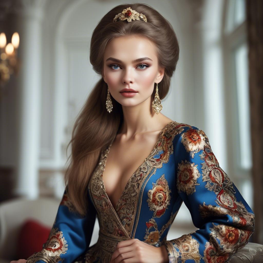 A stunning image of russian beauty in luxurious fabrics.
