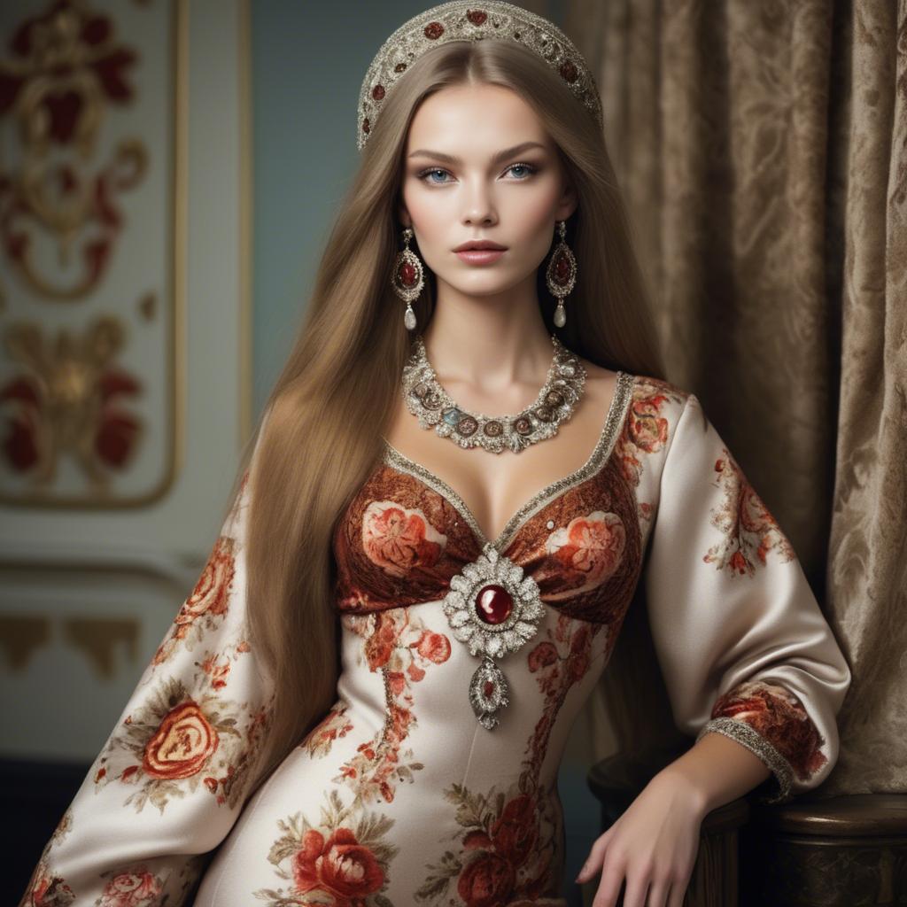 A stunning image of russian beauty in luxurious fabrics.