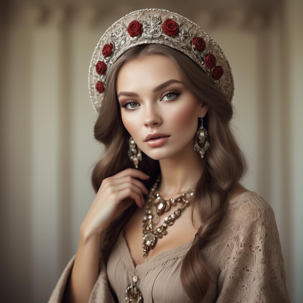 A stunning image of russian glamour in natural tones.