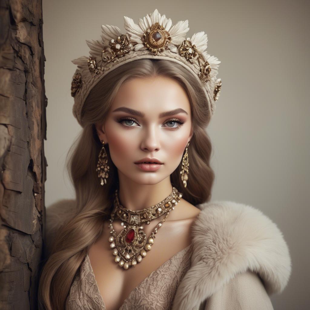 A stunning image of russian glamour in natural tones.