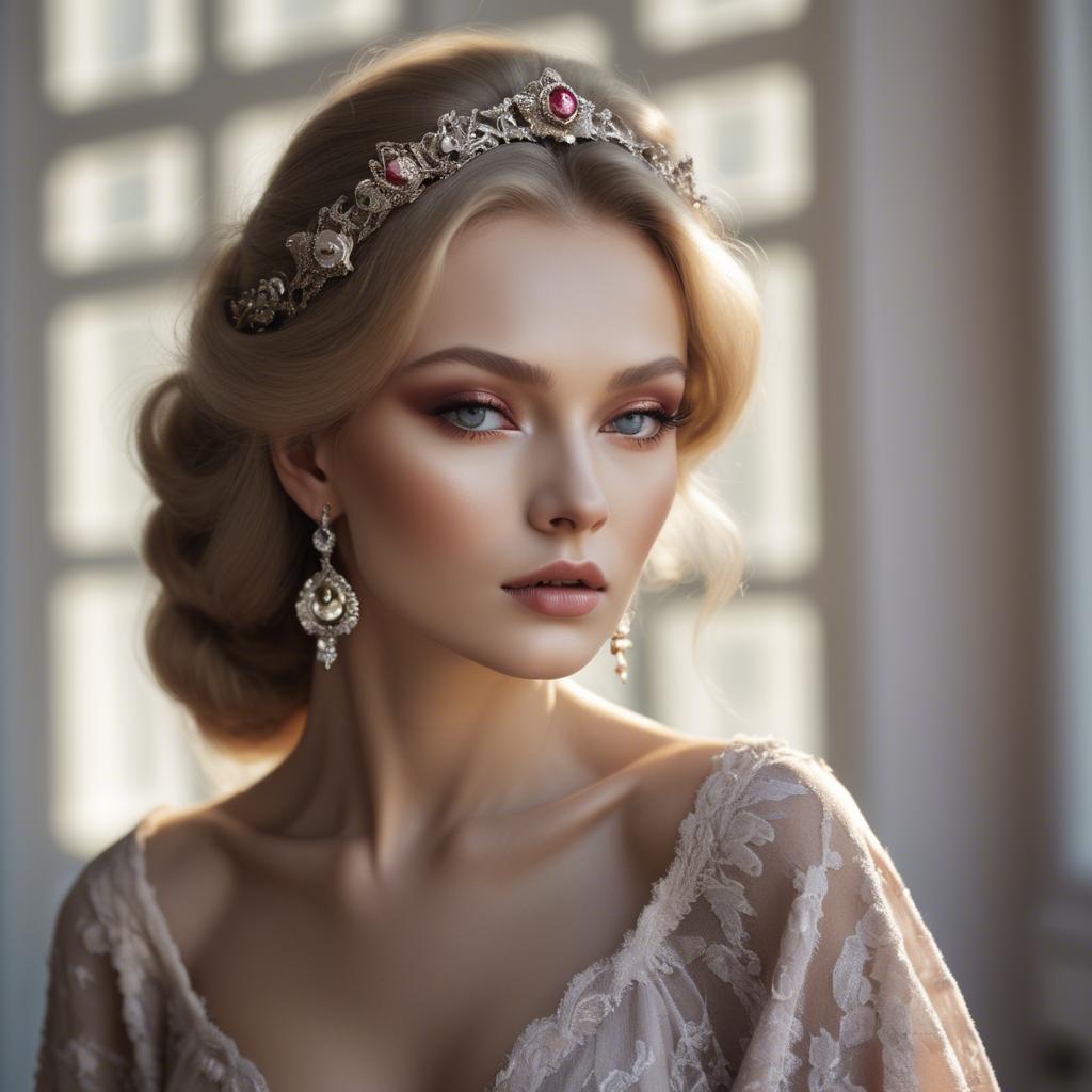 A stunning image of russian glamour in soft romantic shadows.