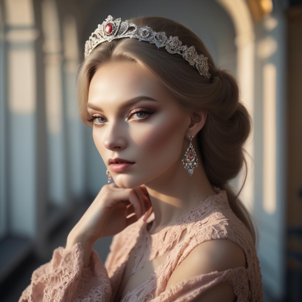A stunning image of russian glamour in soft romantic shadows.
