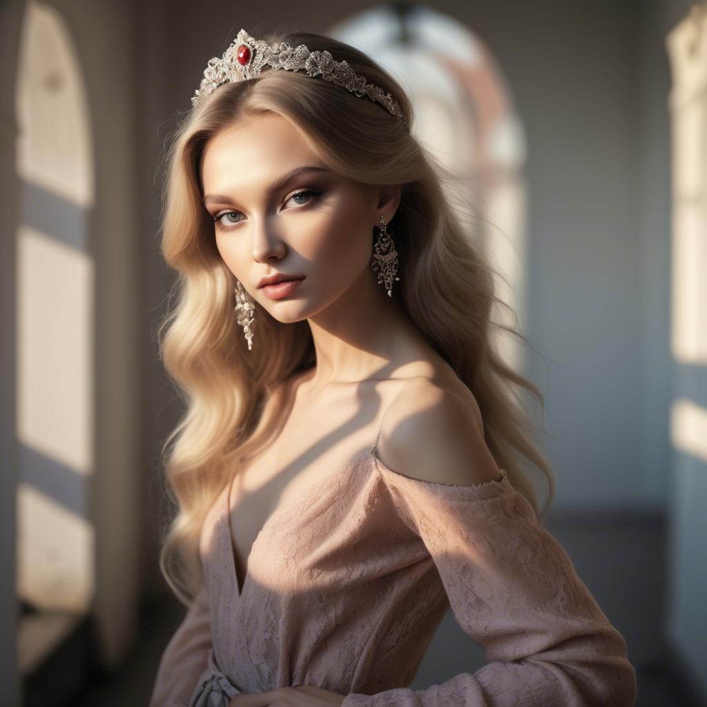 A stunning image of russian glamour in soft romantic shadows.