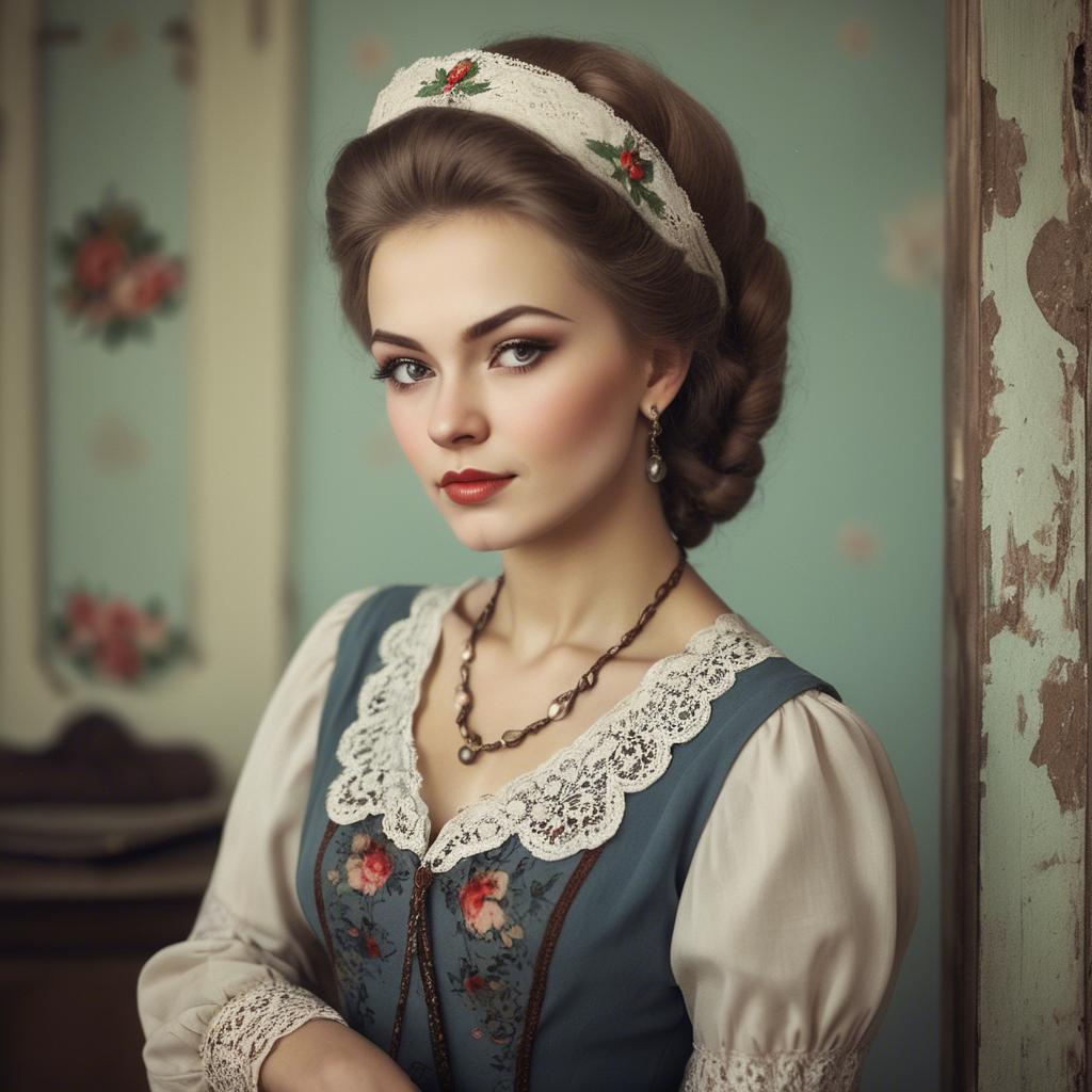 A stunning image of russian woman in vintage settings.